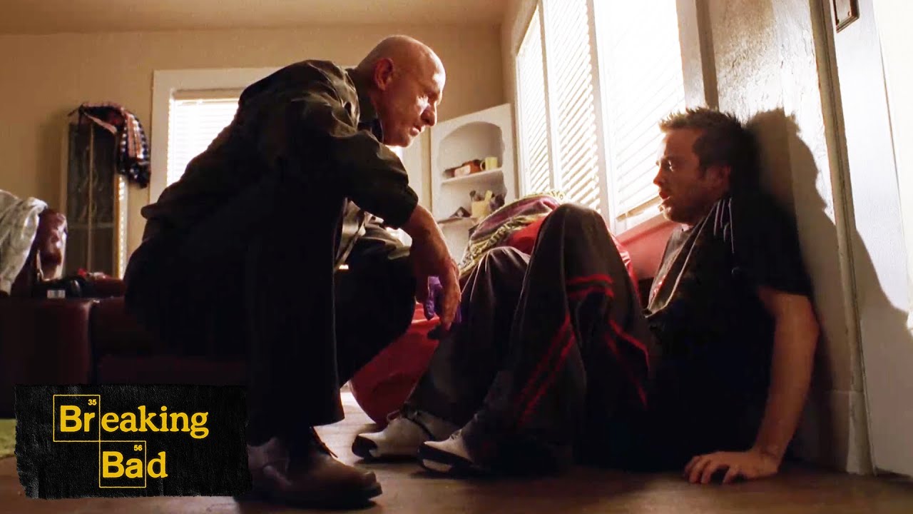 Frightened Jesse Pinkman at home, Mike arrives — ABQ